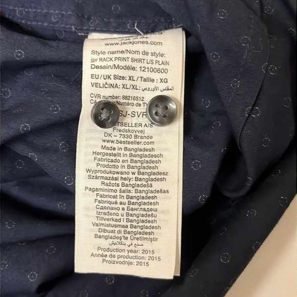 Premium Jack Jones rack print size XL navy blue shirt, long sleeve 100% cotton - Picture 5 of 5